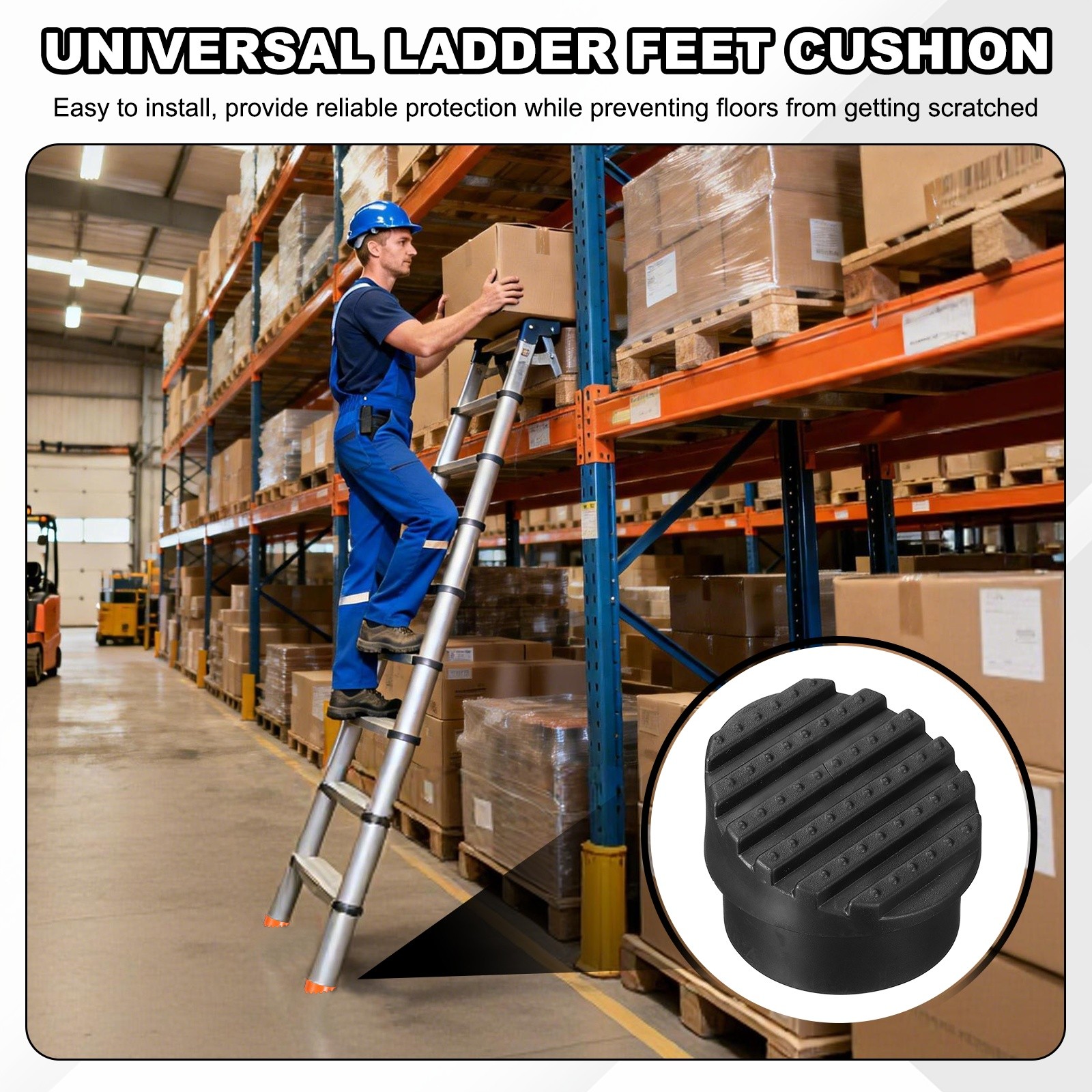 Ladder Non Slip Feet Mat (47.5mm ID)(2Pcs), Rubber Round Step Ladder Foot, Black