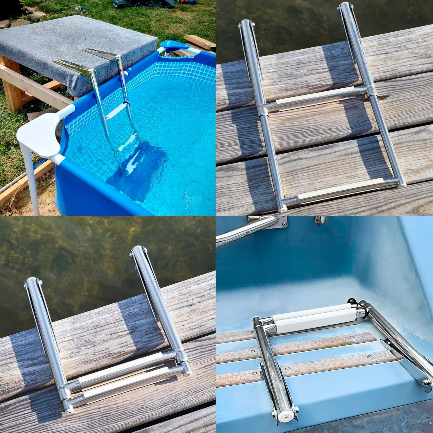 YOUNG MARINE 3 Steps Stainless Steel Drop 3 STEPS Steel, Silver