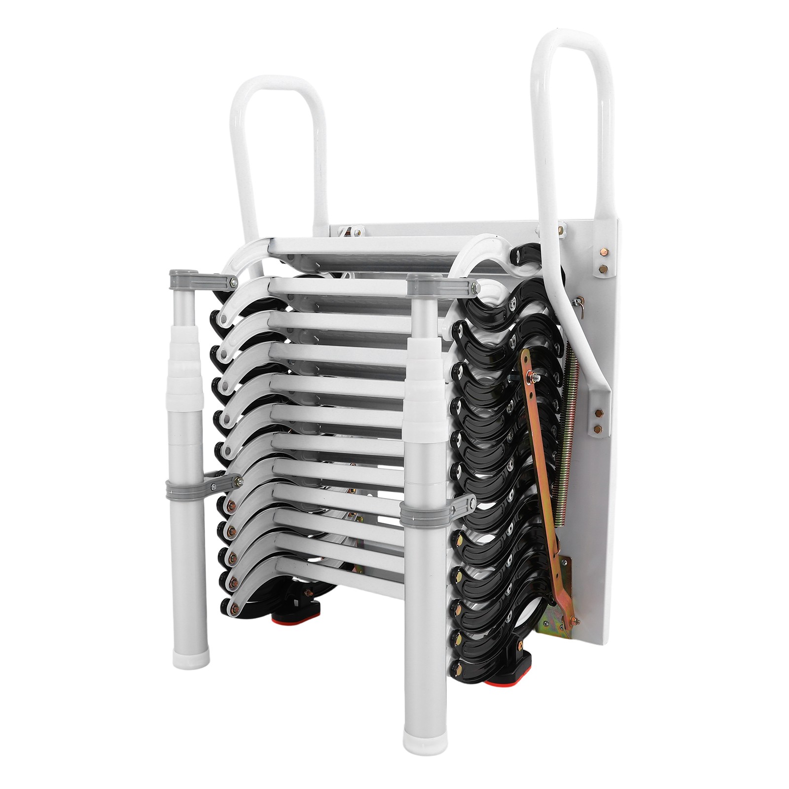 12 Steps Ladder Wall-Mounted Ladder w/Handrail Telescopic Ladder 661.39lbs