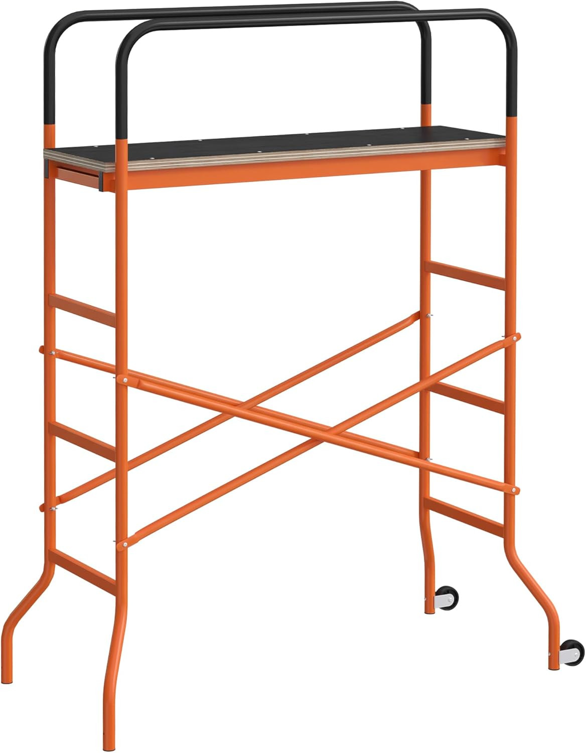 HOMCOM 4-Step Steel 4.6 X 2 X 6 Ft. Scaffold 2 Wheels Free Moving for Indoor & O