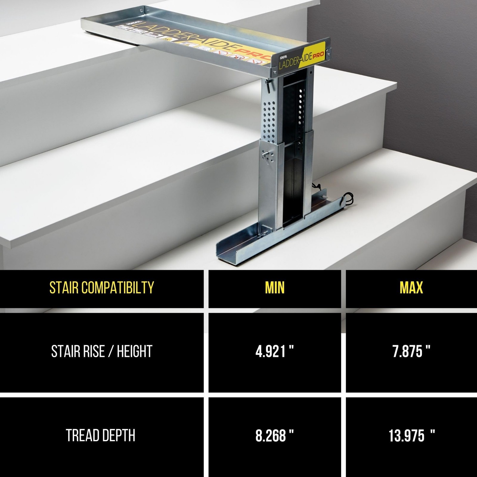 Ideal Security Foldable Ladder-Aide PRO: Fits Steps Type 1AA Ladders, Silver