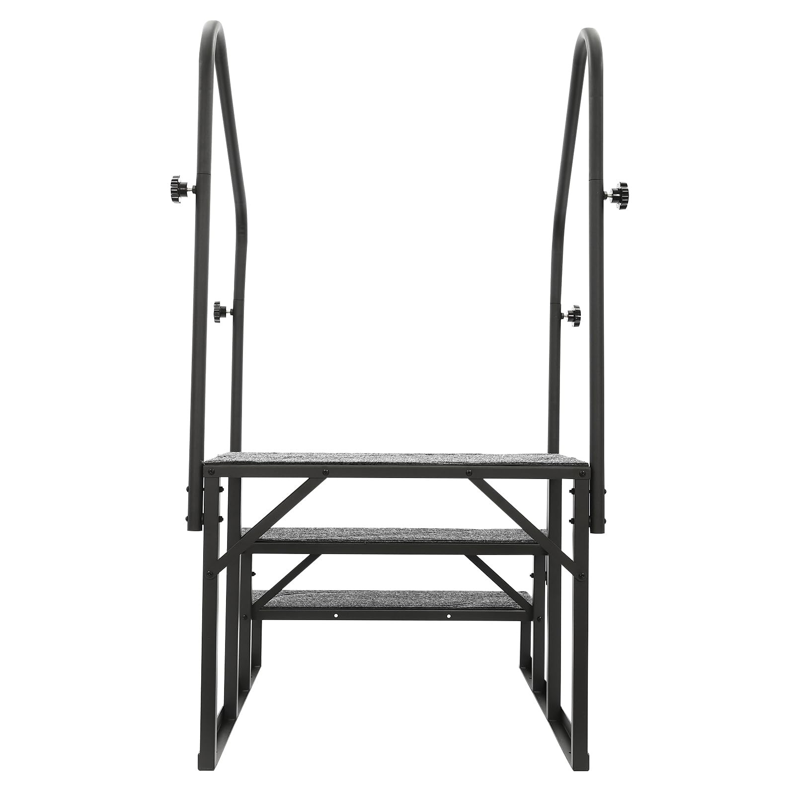 3-Tier RV Steps with Handrail Steel Outdoor Portable Stairs for Hot Tub Camper