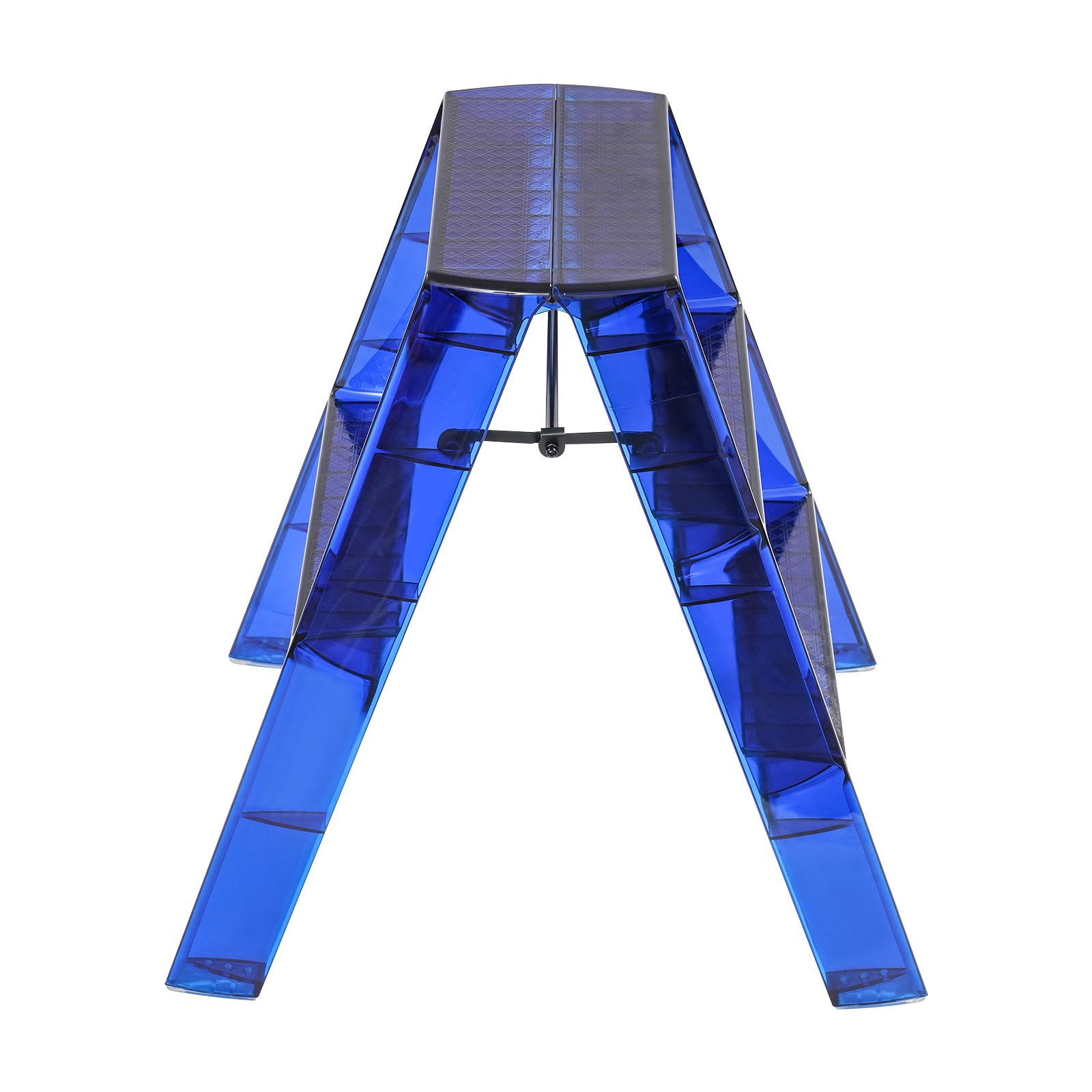 3-Step Folding Ladder Blue Household Portable Stepladder 330lbs Capacity Compact