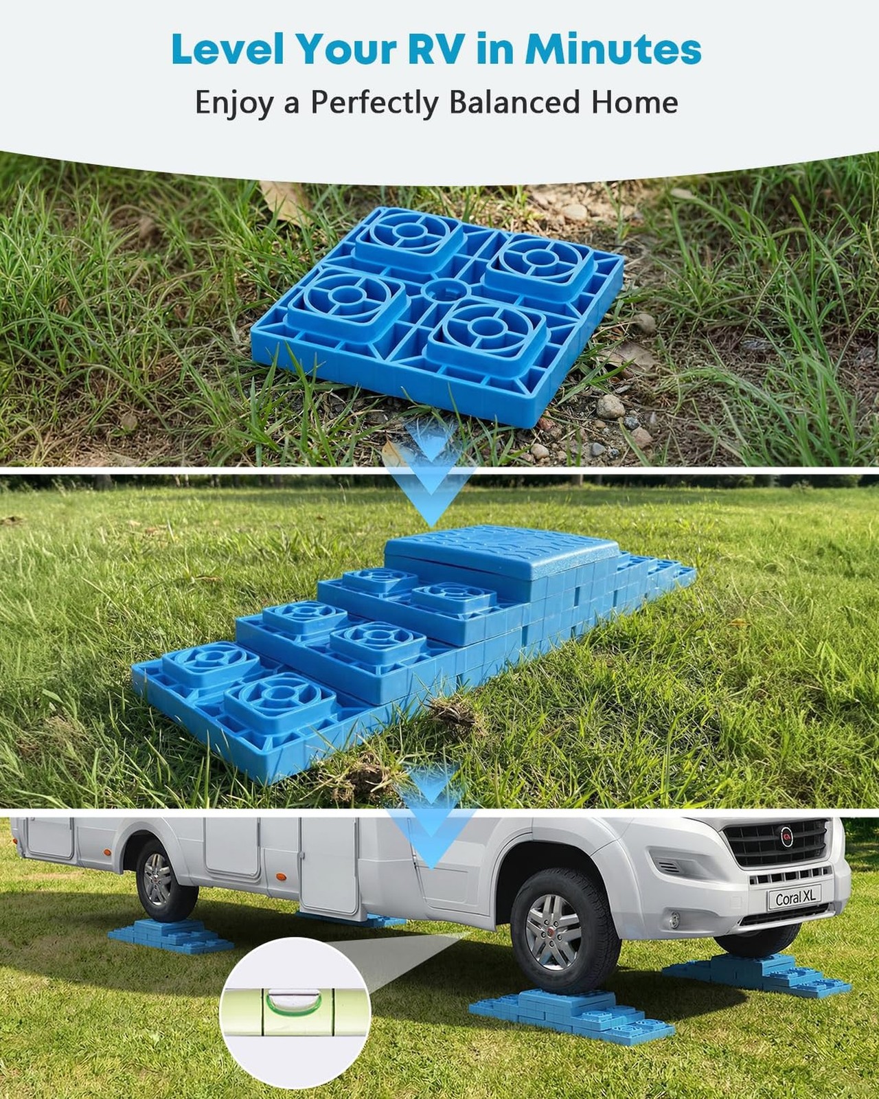 Kohree Heavy Duty RV Leveling Blocks, 12 Pack Camper Leveling Blocks with Sto…