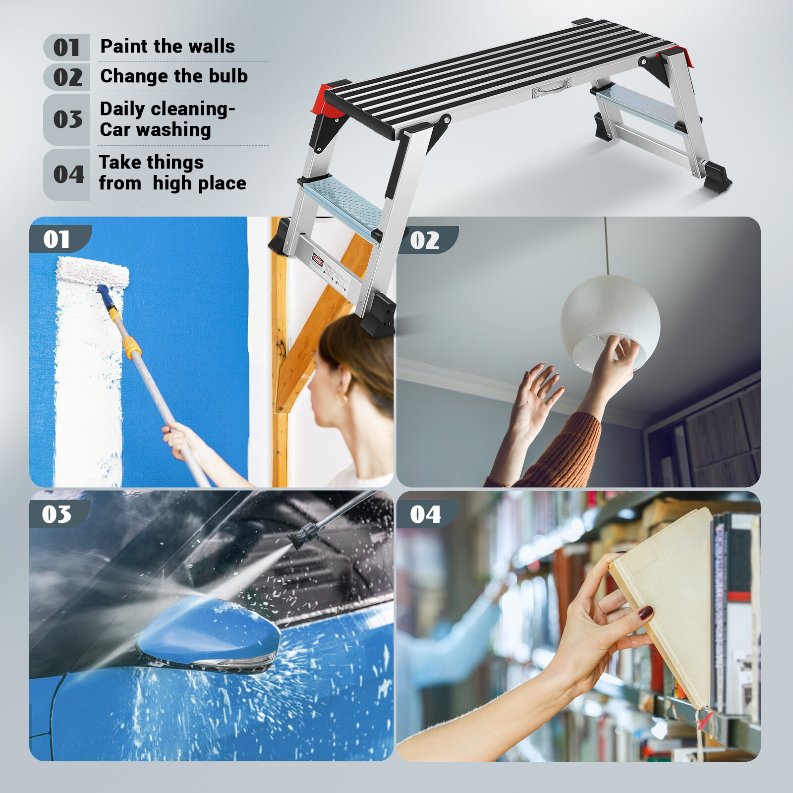 Working Platform Ladder Aluminum with Safety Lock 330 Above LBS Capacity