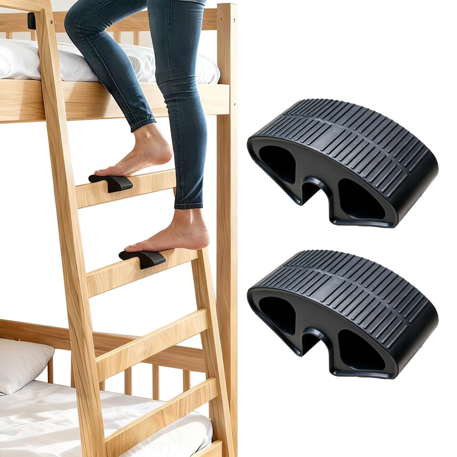 2Pcs Dorm Bed Ladder Foot Support, Non-Slip Covers for Black