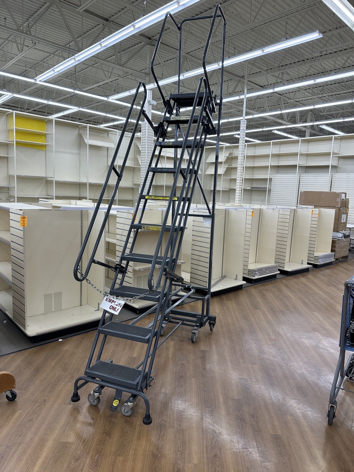 Ballymore 133in H Steel Rolling Ladder-10 Step Perforated-450lb Load Cap!!-Tags