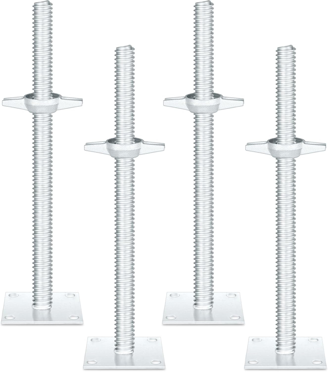 4 Pack 18 Inch Adjustable Leveling Jacks Scaffolding Hollow Screw Jacks with Bas