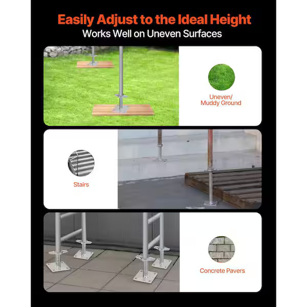 4-Pack Adjustable Leveling Jacks, 18.2 in. Adjustable Height & 3307 lbs./1500 kg