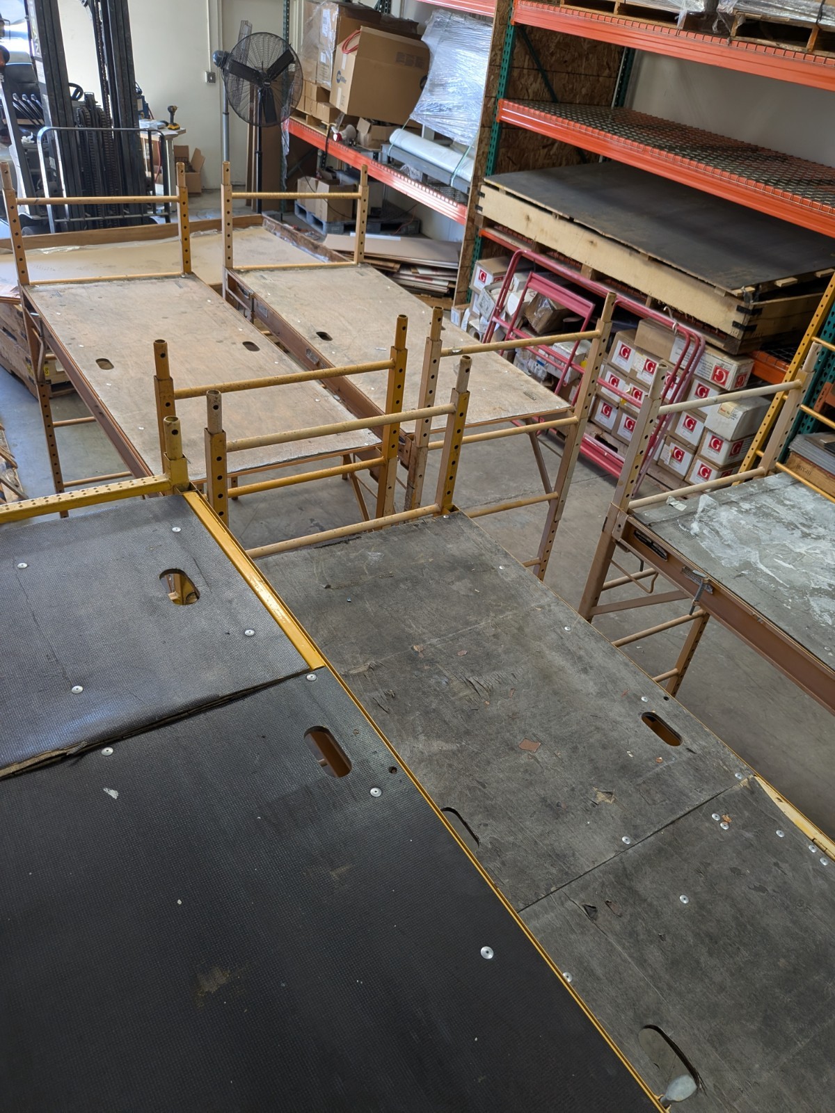 Bulk Metaltech 6ft Baker Scaffold Lot – 5+ Units, Guardrails, Outriggers, Wheels