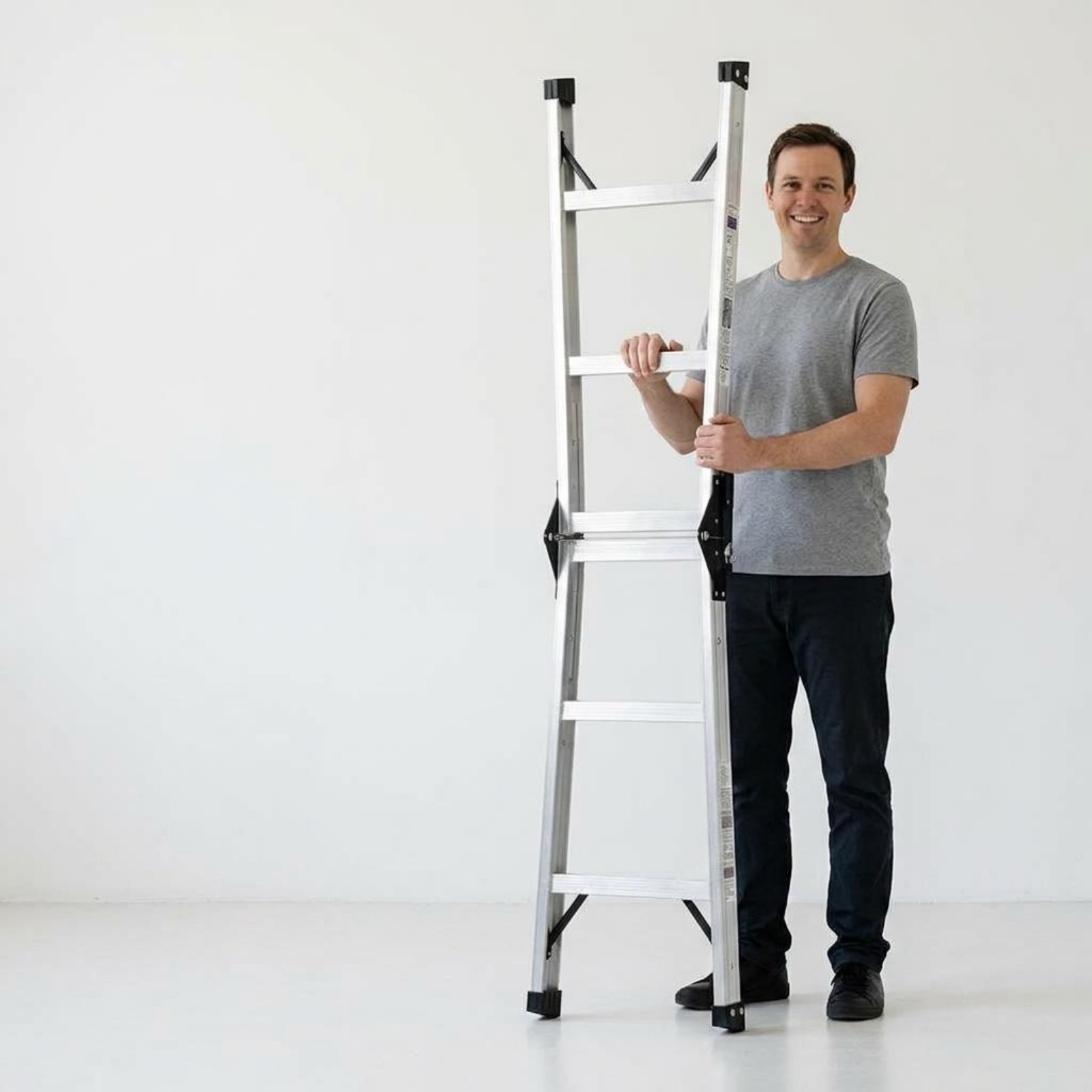 Double-Sided Step Ladder Foldable Work Tool Rust Resistant for Warehouse