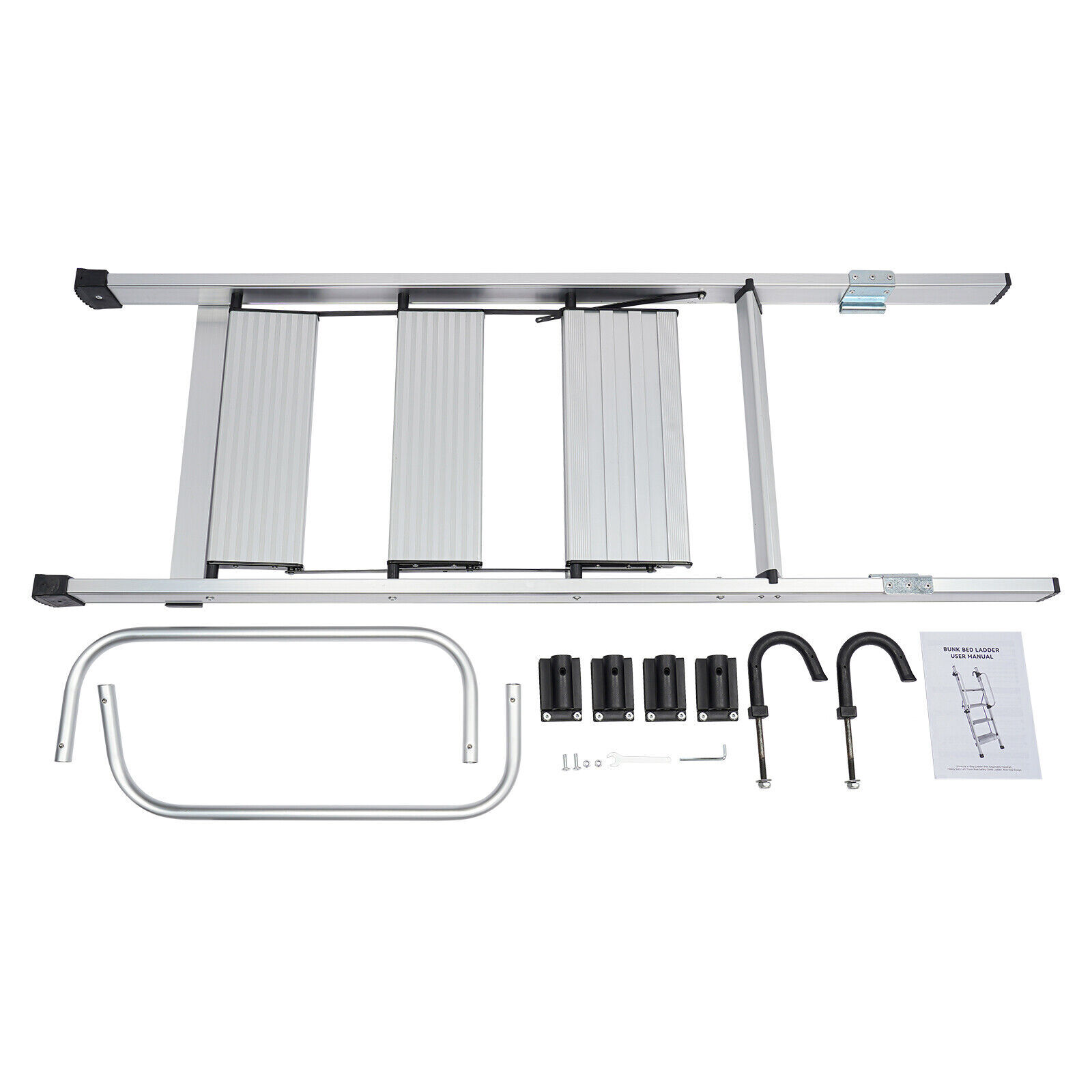 4-Step Floor Standing Bed Ladder Ladder w/ Adjustable Handrail 150kg/330.69lbs