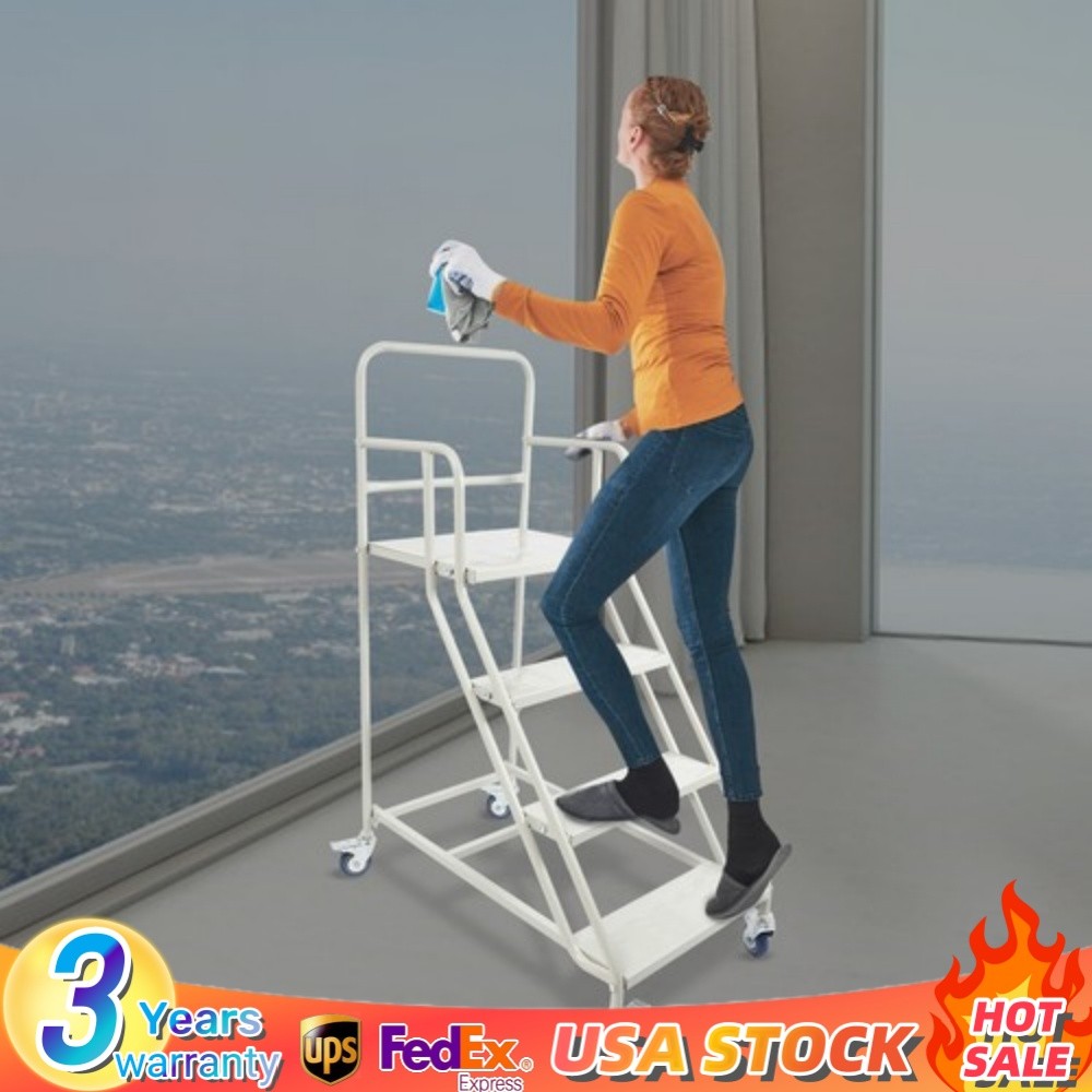 400kg 4 Step Rolling Stair Industrial & Warehouse Stair Ladder Floor Standing