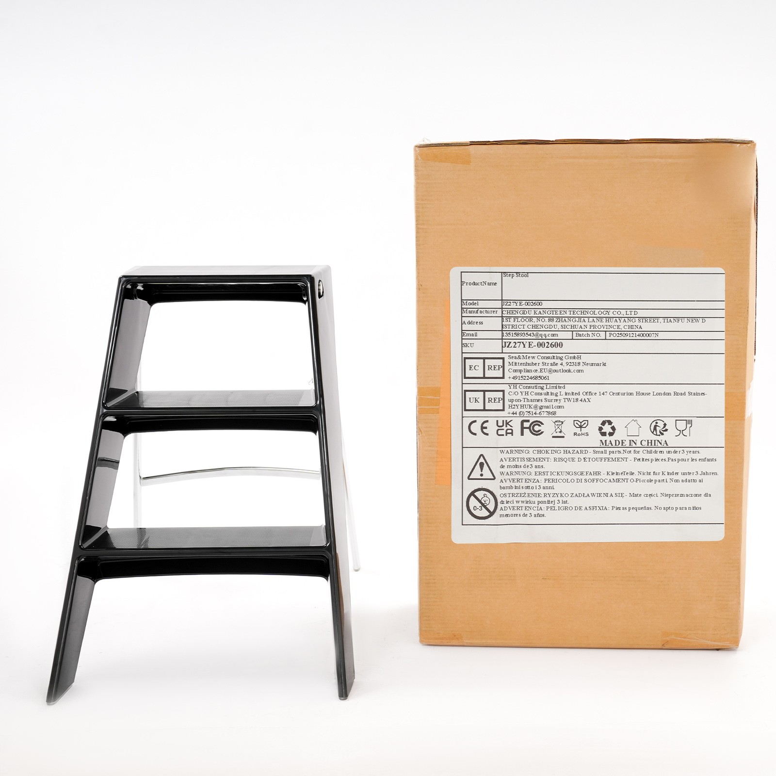 Folding Step Stool Step Stools for Adults 3 Step Ladder Folding Step Stool Black