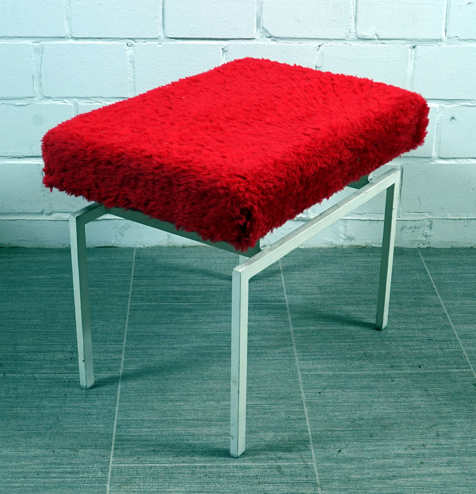 Rare COR Folding Stool Footstool Step Ladder Metal Fabric Vintage 1960s