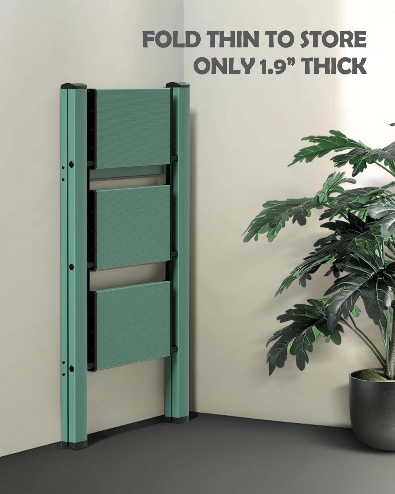 Taranta 3 Step Ladder,Aluminum Lightweight Folding 3 Stool 3 Step, Green