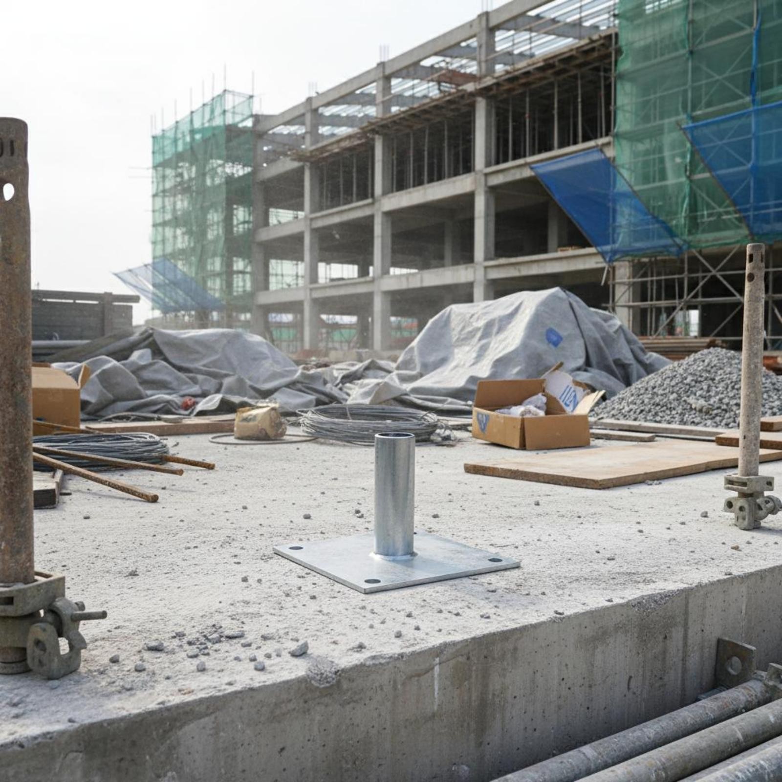 Galvanized Scaffold Socket Base Robust Duty Scaffolding Footing Plate Sturdy