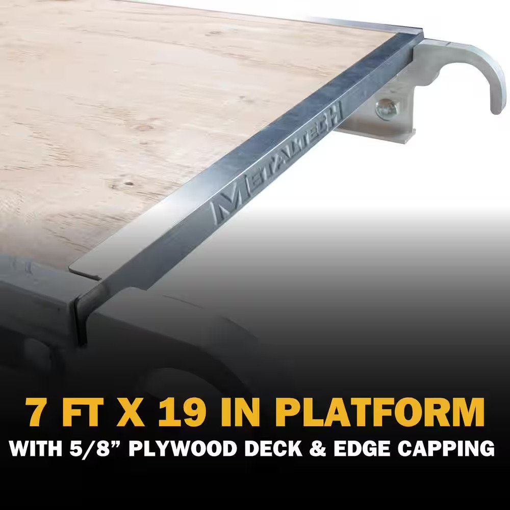 7 Ft. L X 19 In. W Aluminum Scaffold Platform W/ 5/8 In. Plywood Plank, Reinforc
