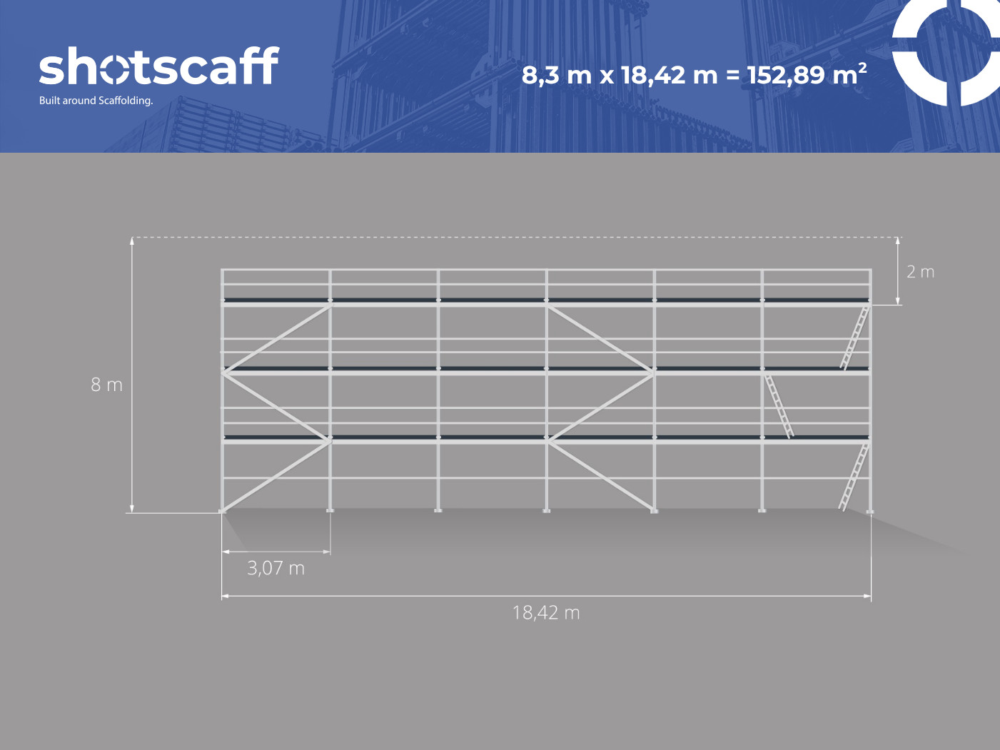 Scaffolding set for facade 8.3 x 18.42 = 150 m2 SCAFF 73 free shipping nation…