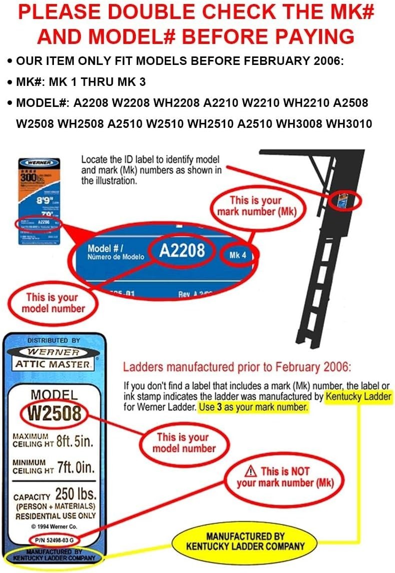 55-1 Attic Ladder Spreader Hinge Arms Compatible with 2006 and Older Werner M…