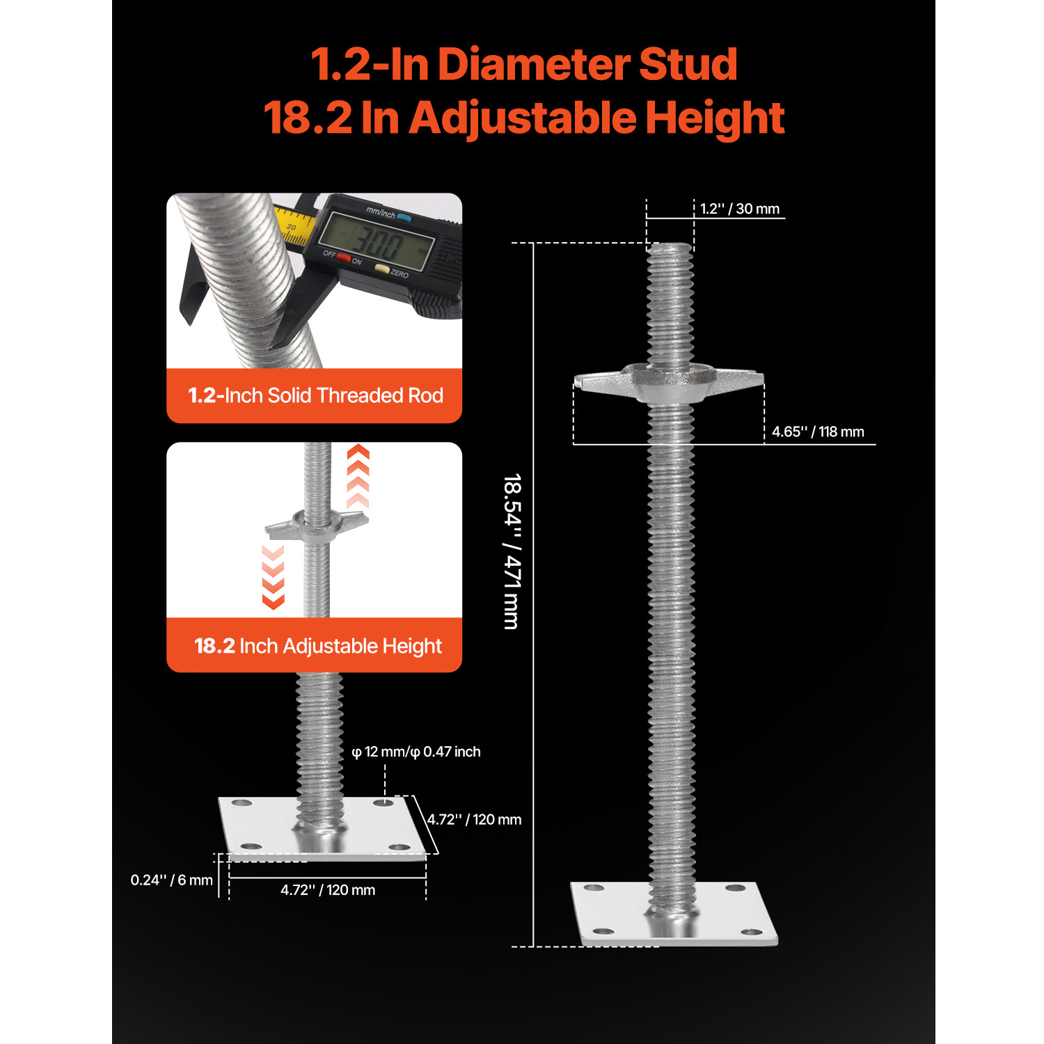 4-Pack Adjustable Leveling Jacks Solid Screw for Baker-Style Scaffolding