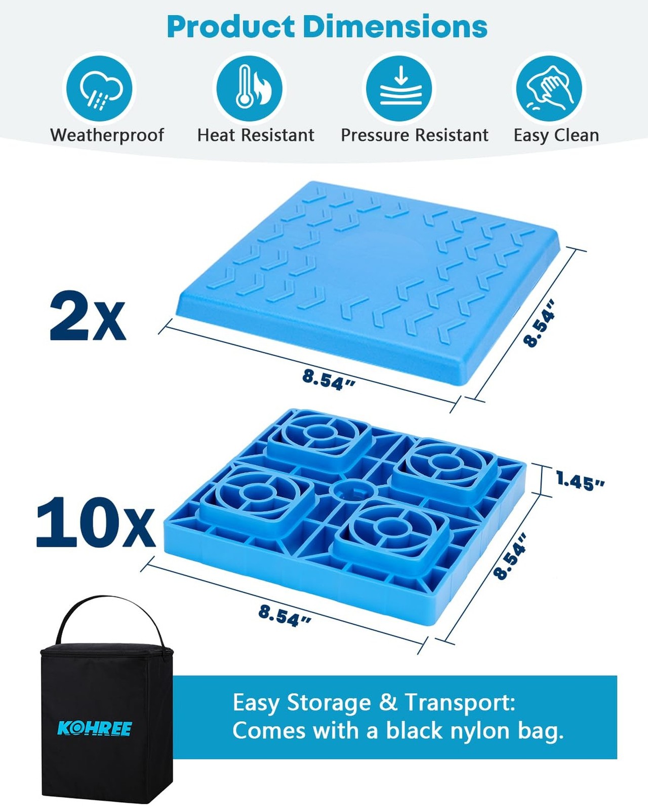 Kohree Heavy Duty RV Leveling Blocks, 12 Pack Camper Leveling Blocks with Sto…