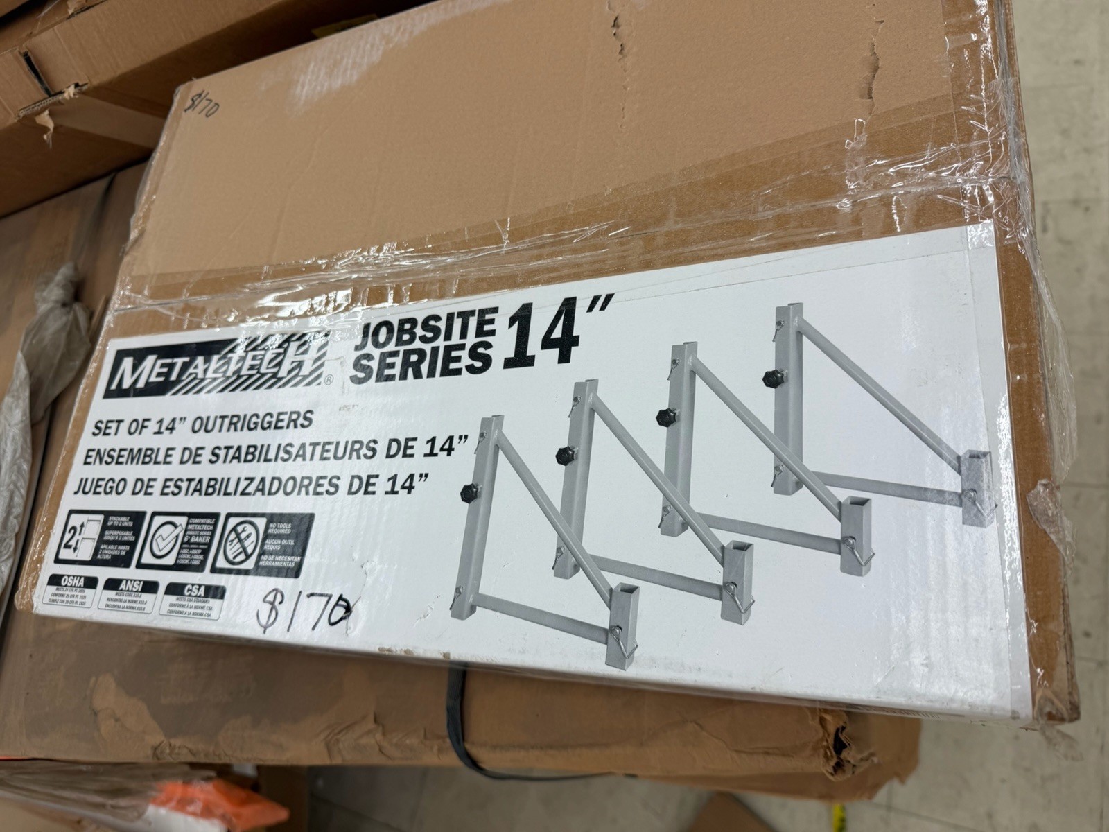 Metaltech I-CISO4NCAS Jobsite Series 14″ Outriggers Set of 4 Yellow NEW OPEN BOX