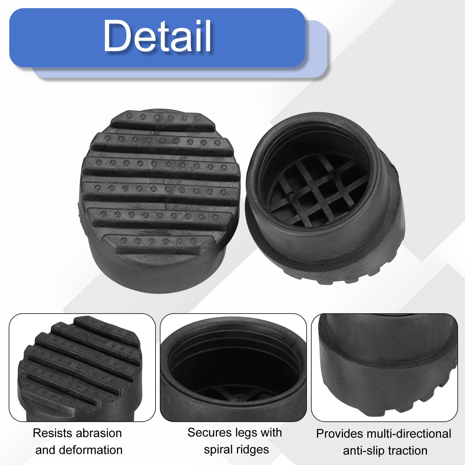 Non Slip Ladder Feet Mat, (1.73″, Black)(2Pcs), Rubber Anti Slip Feet Caps