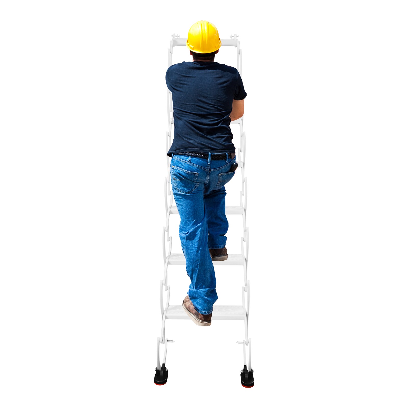 7-Steps Villa Retractable Folding Stair Wall Mounted Folding Ladder Step Ladders