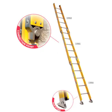 BAUER LADDER 33324 Sectional Ladder, Fiberglass, 300 lb Load Capacity