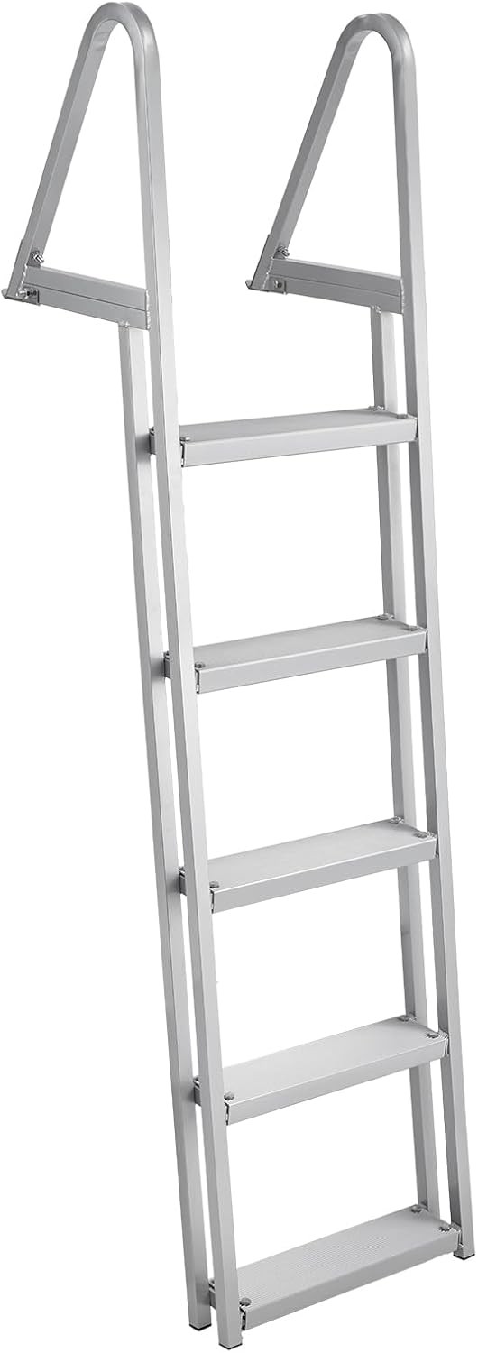 3/4/5-Step Removable Dock Ladder 350lb, Aluminum Handrails for Lake & Boat