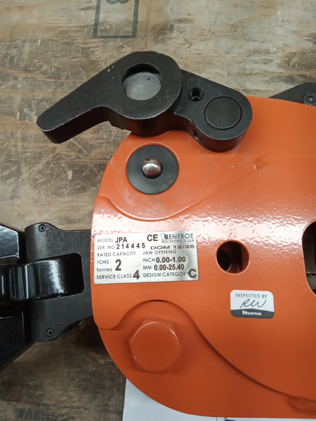RENFROE JPA-02.00-A Plate Clamp,4,000 lb Load Cap.,Manual 36G564