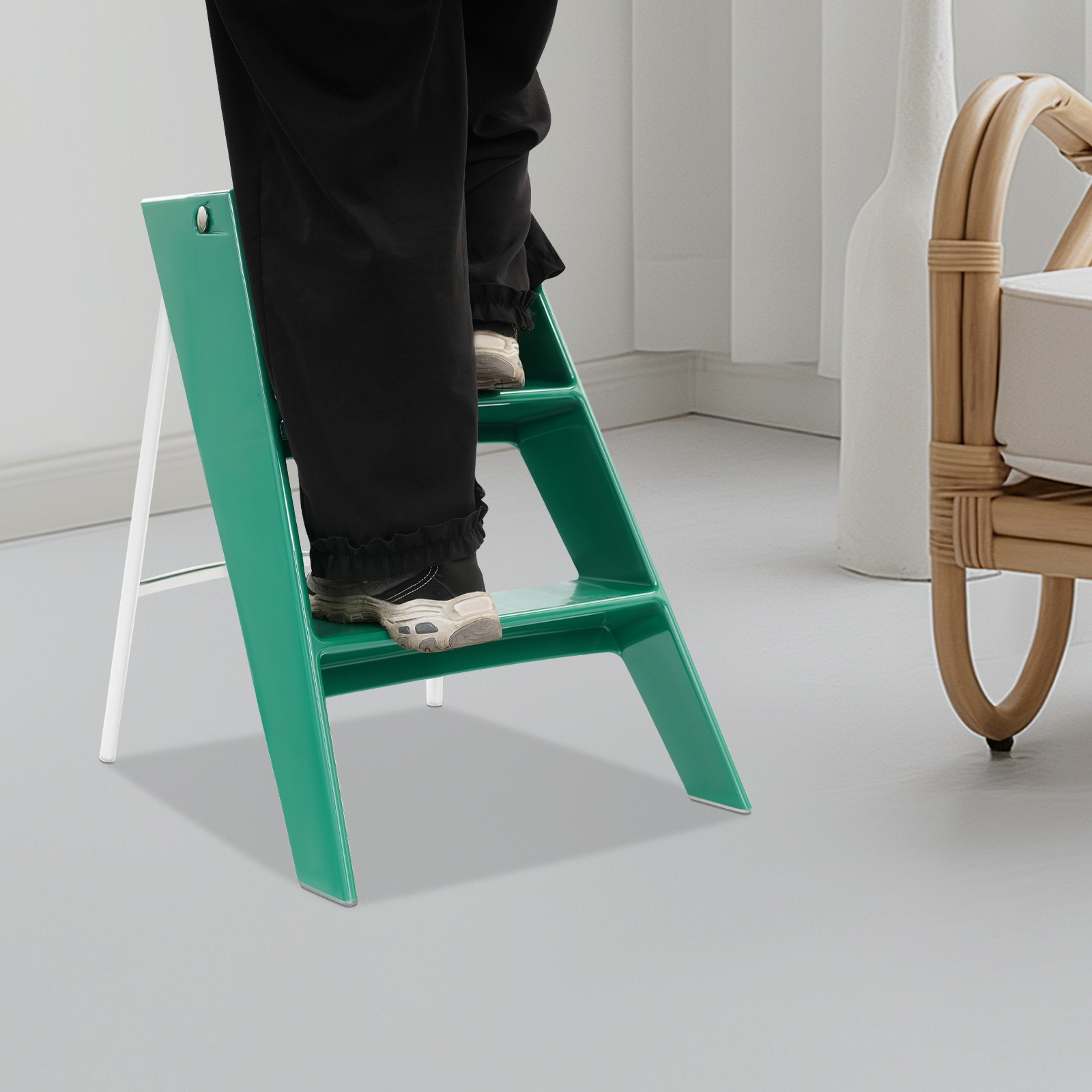 Folding 3-step Iron Stool For Adults Anti-slip Step Ladder Load-capacity 100kg