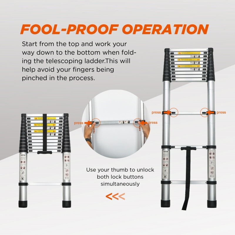 16.5FT Telescoping Ladder Aluminum Folding Telescopic Extension Ladder Portable
