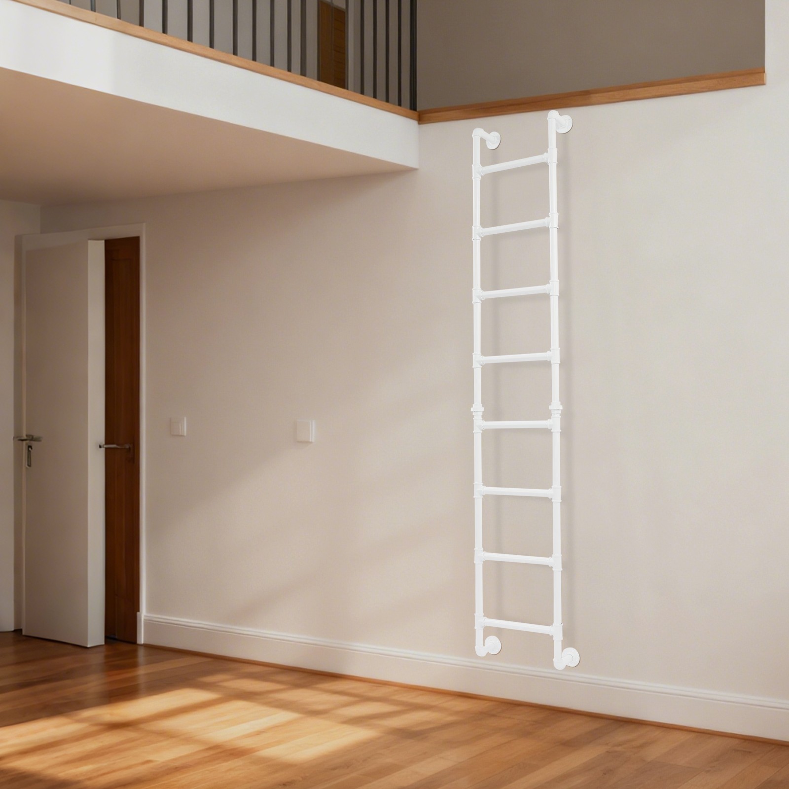 8-Step Ladder Bunk Bed Attic Ladder Wall-mounted High Loft Attic Step Ladders