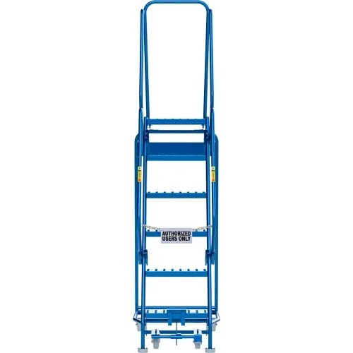 NEW 6 Step Narrow Steel Rolling Ladder, 16″W Perforated Step!!