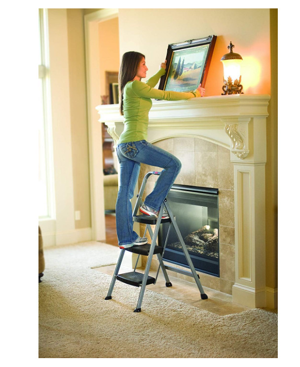 Rubbermaid RM-3W 3-Step Stool Ladder, Silver Step Steel Plastic