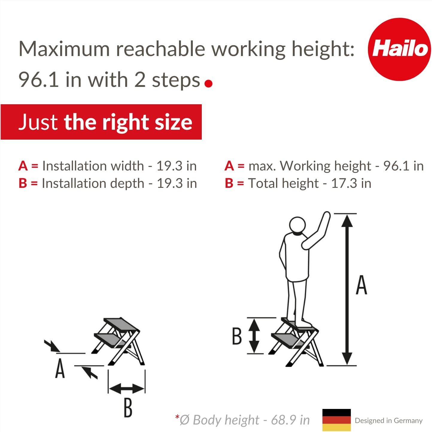 MK60 Mini Steel Step Stool – 330 Lb Capacity, Anti-Slip, Compact Design